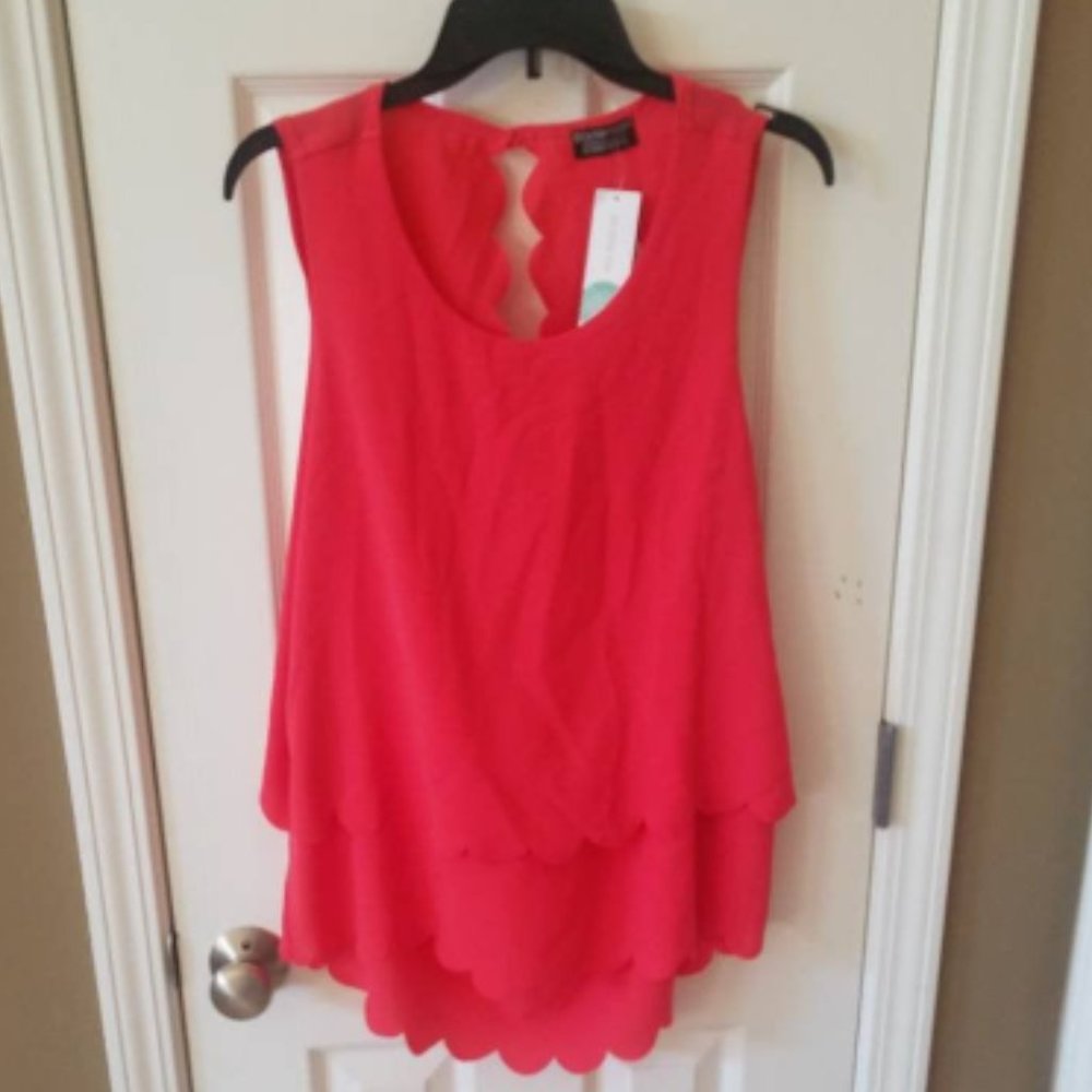 Stitch Fix Papermoon Coral Scallop Blouse XL-P